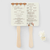 Herfstblad Rust Bloemen Huwelijksprogramma Handwaaier (Voorkant en achterkant)