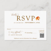 Herfstblad Rustieke Herfst Bruiloft QR Code RSVP Informatiekaartje (Voorkant)