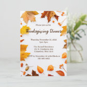 Herfstblad Thanksgiving Diner Party Kaart (Staand voorkant)