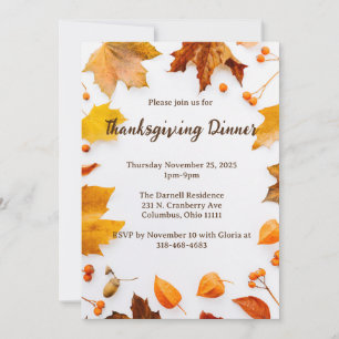 Herfstblad Thanksgiving Diner Party Kaart