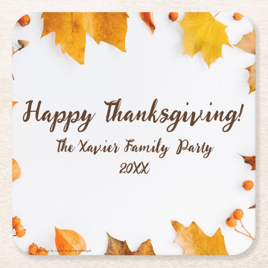 Herfstblad Thanksgiving Diner Party Kartonnen Onderzetters (Voorkant)