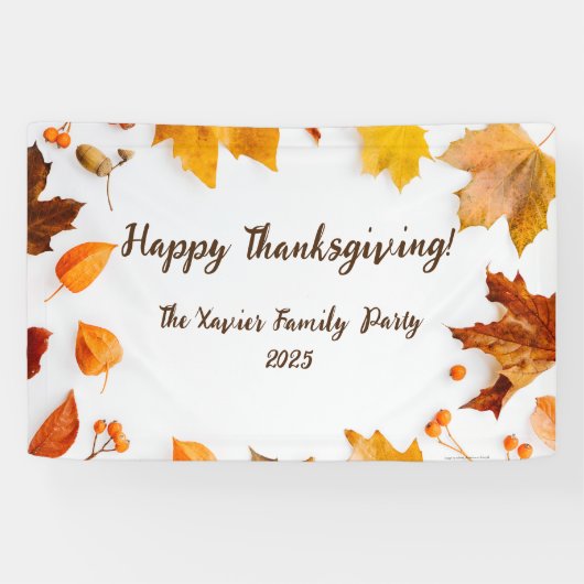 Herfstblad Thanksgiving-dinerfeest Spandoek (Horizontaal)