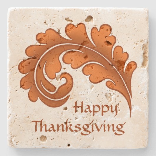 Herfstblad Thanksgiving Stenen Onderzetter (Voorkant)