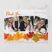 Herfstblad Thanksgiving Trouwfoto Dankjewel Briefkaart (Voorkant)