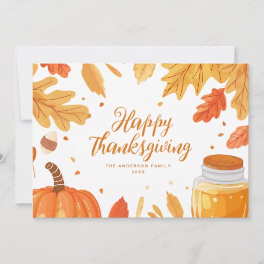 Herfstblad Thanksgiving vakantiepas Feestdagenkaart (Voorkant)