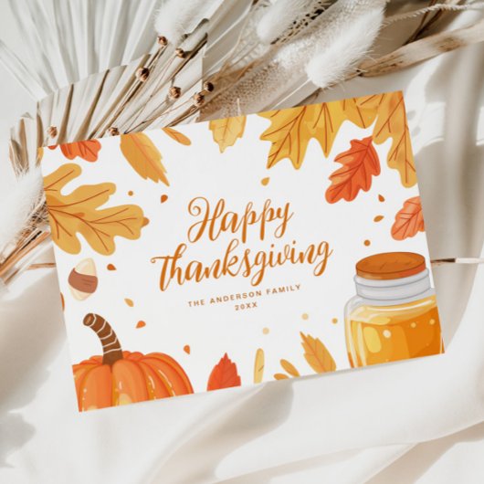 Herfstblad Thanksgiving vakantiepas Feestdagenkaart