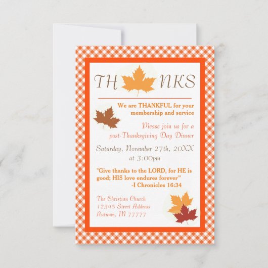 Herfstblad - uitnodiging voor Thanksgiving-diner v (Voorkant)