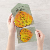 Herfstblad val bruiloft alles in één uitnodiging (Afscheurbaar)