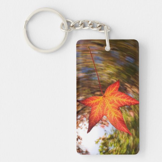 Herfstblad van een boom in de herfst sleutelhanger (Voorkant)