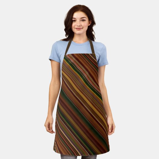 Herfstbladerdak bruin en groene streep schort (Gedragen)