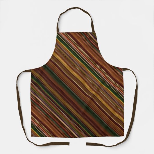 Herfstbladerdak bruin en groene streep schort (Voorkant)