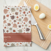 Herfstbladeren Aangepaste Familienaam Theedoek (Quarter Fold)