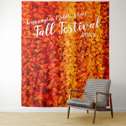 Herfstbladeren | Aangepaste feestachtergrond Wandkleed (In situ)