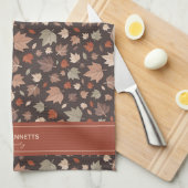 Herfstbladeren Aangepaste Naam Donker Theedoek (Quarter Fold)