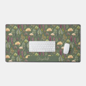 Herfstbladeren Aangepaste Naam Groene Bureaumat (Keyboard & Muis)