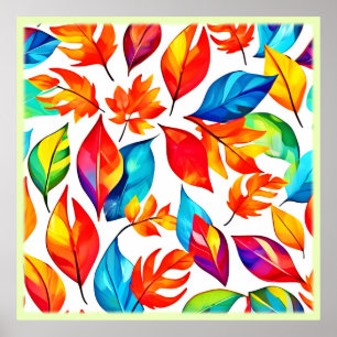 Herfstbladeren Abstract Patroon Poster