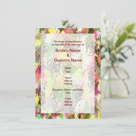 herfstbladeren Abstracte bruiloft uitnodigen Kaart (Staand voorkant)