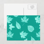 Herfstbladeren - aqua en turquoise briefkaart (Voorkant / Achterkant)