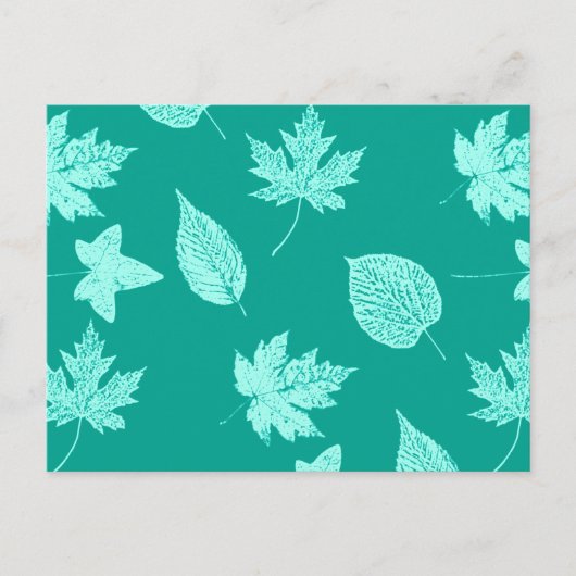 Herfstbladeren - aqua en turquoise briefkaart (Voorkant)