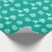 Herfstbladeren - aqua en turquoise cadeaupapier (Hoek)