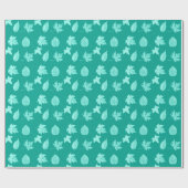 Herfstbladeren - aqua en turquoise cadeaupapier (Vlak)