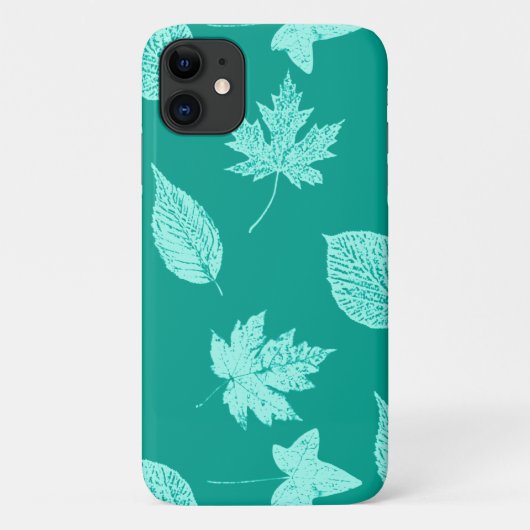 Herfstbladeren - aqua en turquoise Case-Mate iPhone case (Achterkant)