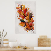 Herfstbladeren Aquarel Kunst Poster (Keuken)