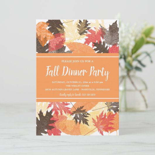 Herfstbladeren | Autumn Party Uitnodiging (Staand voorkant)