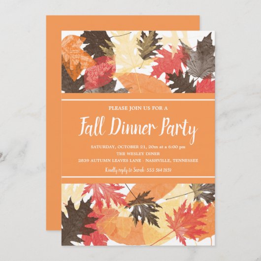 Herfstbladeren | Autumn Party Uitnodiging (Voorkant / Achterkant)