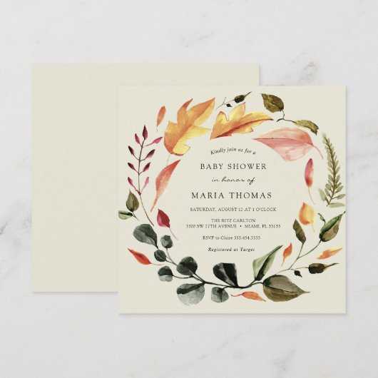 Herfstbladeren Baby shower Kaart (Voorkant / Achterkant)