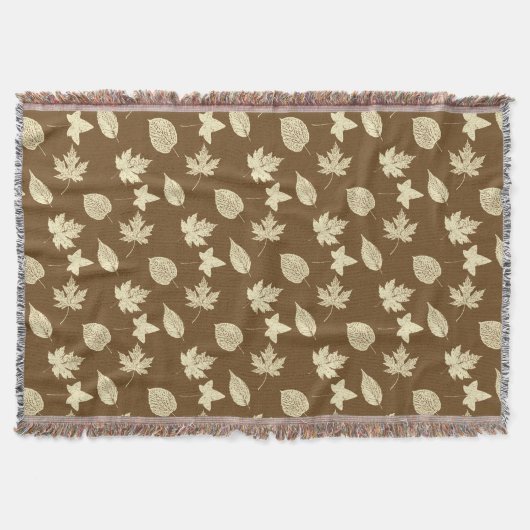 Herfstbladeren - beige en chocolade deken (Voorkant)