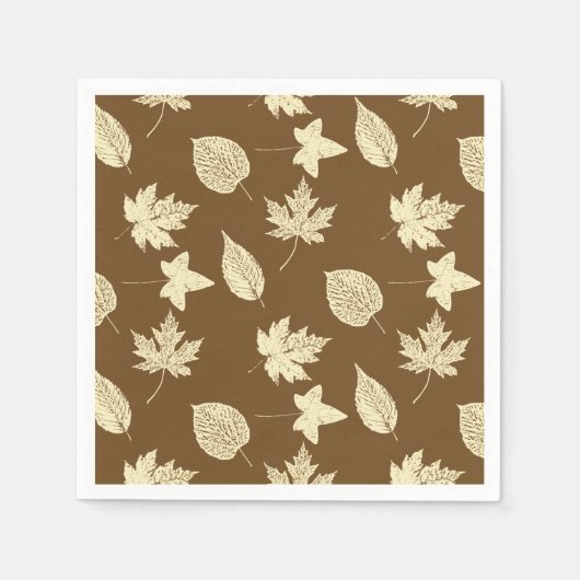Herfstbladeren - beige en chocolade servetten (Voorkant)
