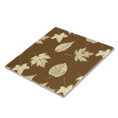 Herfstbladeren - beige en chocolade tegeltje (Zijkant)