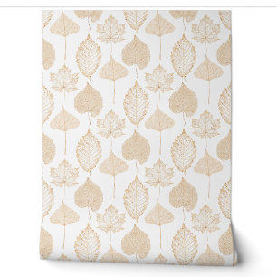 Herfstbladeren Beige Wit Behang