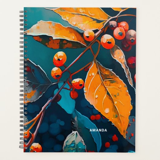 Herfstbladeren & bessen beschilderd Woodland herfs Planner (Voorkant)