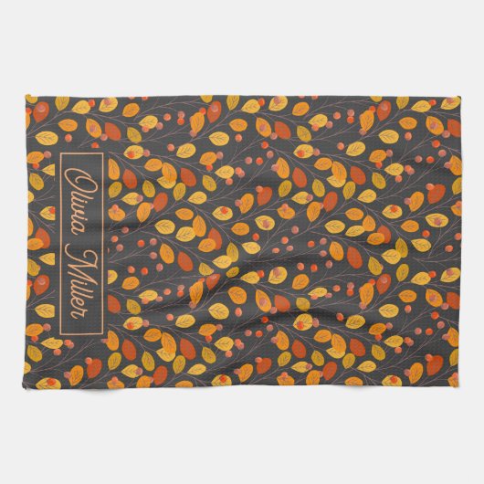 Herfstbladeren & bessen Custom Theedoek (Horizontaal)