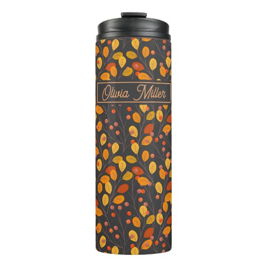 Herfstbladeren & bessen Custom Thermosbeker (Voorkant)