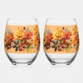 Herfstbladeren Bessen Denneappels Wijnglas Zonder Voet (Achterkant)