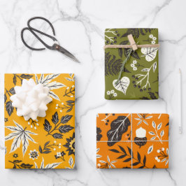 Herfstbladeren, bessen en eikels inpakpapier vel