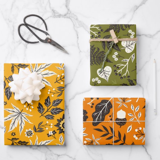 Herfstbladeren, bessen en eikels inpakpapier vel (Voorkant)