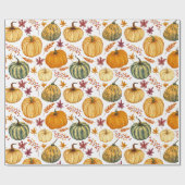 Herfstbladeren, bessen en pompoenen cadeaupapier (Vlak)
