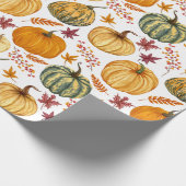 Herfstbladeren, bessen en pompoenen cadeaupapier (Hoek)