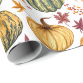Herfstbladeren, bessen en pompoenen cadeaupapier (Rol Hoek)