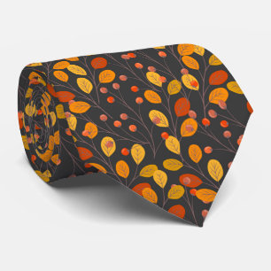 Herfstbladeren & bessen Naadloze Patroon Herfst Stropdas