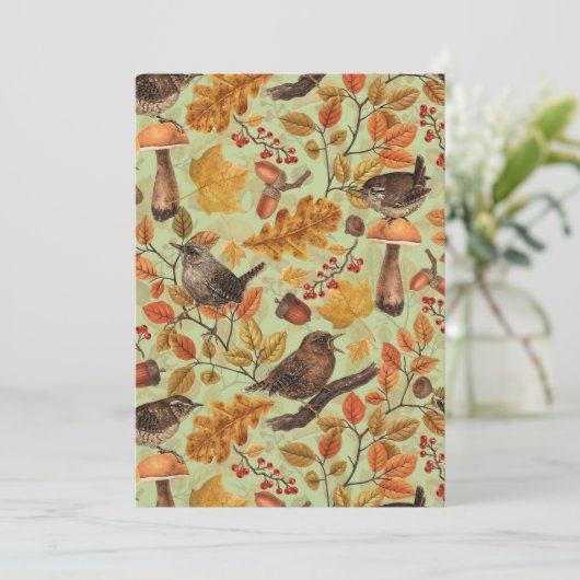 Herfstbladeren, bessen, paddenstoelen en winterkon (Staand voorkant)