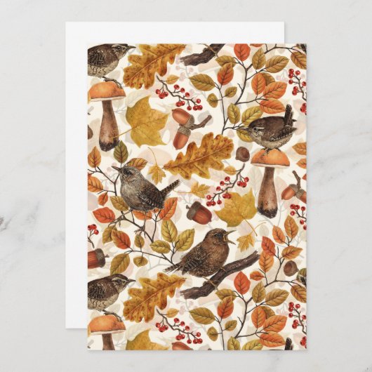 Herfstbladeren, bessen, paddenstoelen en winterkon (Voorkant / Achterkant)