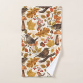 Herfstbladeren, bessen, paddenstoelen en winterkon bad handdoek (Handdoek)