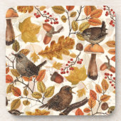 Herfstbladeren, bessen, paddenstoelen en winterkon bier onderzetter (Voorkant)