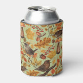 Herfstbladeren, bessen, paddenstoelen en winterkon blikjeskoeler (Blikje Voorkant)