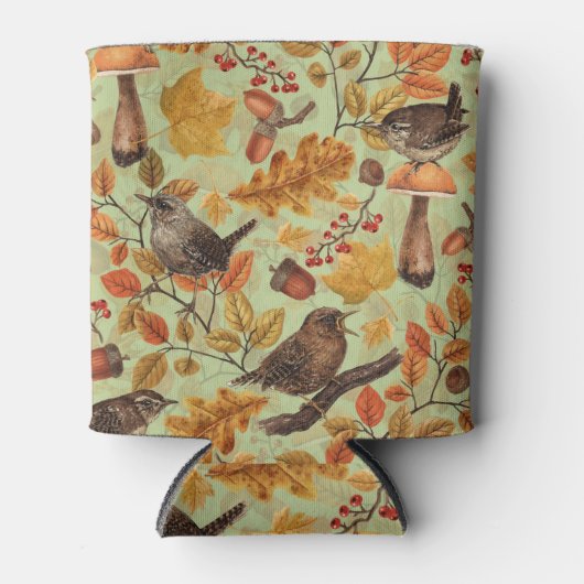 Herfstbladeren, bessen, paddenstoelen en winterkon blikjeskoeler (Voorkant)